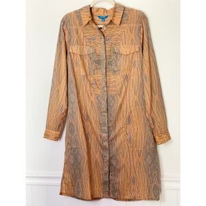 Derek Lam Orange and Olive Patterned Shirt Dress